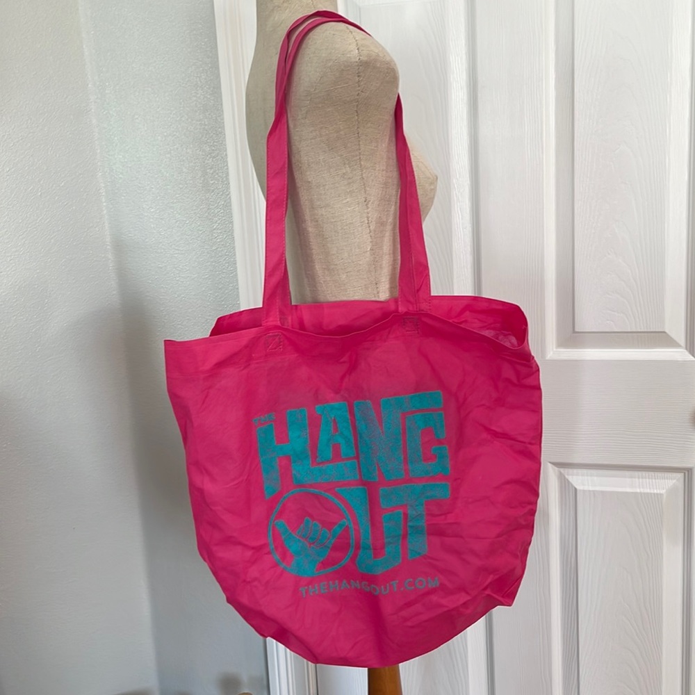 The Hang out tote bag Music Festival vintage Gulf Shores Alabama pink Turquoise